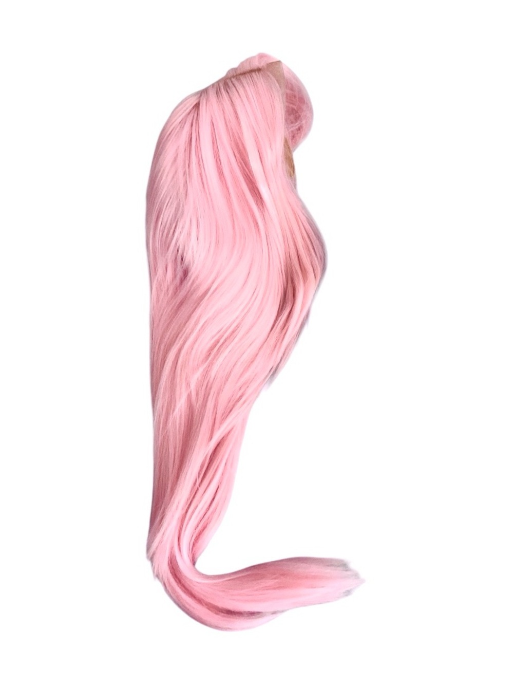 Long Straight Pink Synthetic Clip-In Wig, Classic Cap One Size, Middle Part/Lace